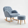 Atelier Del Sofa Dügmeli - Conjunto de Sillón y Puff Gris
